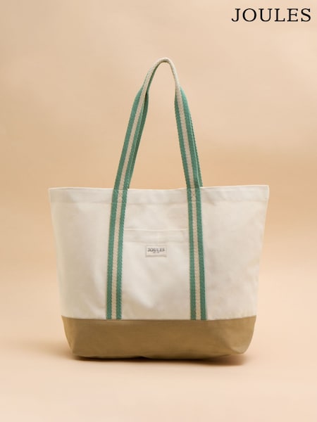 Joules Promenade Neutral Canvas Beach Bag (E16881) | R$ 255