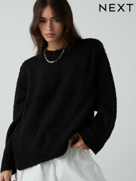 Musta - Boucle Knitted Crew Neck Jumper (E16914) | €30