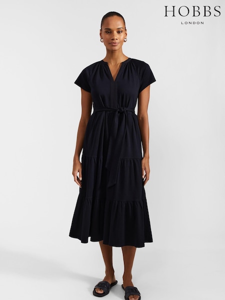 Hobbs Blue Valentina 100% Cotton Jersey Dress (E17063) | €63