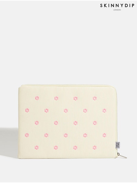 Skinnydip Ecru Cord Daisy Cute Flower Embroidered 13/14" Laptop Case (E17072) | 119 QAR