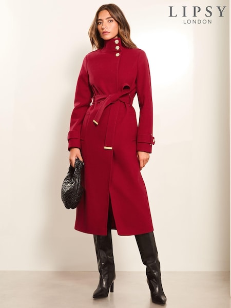 Lipsy Funnel Neck Belted Longline Coat (E17166) | €91