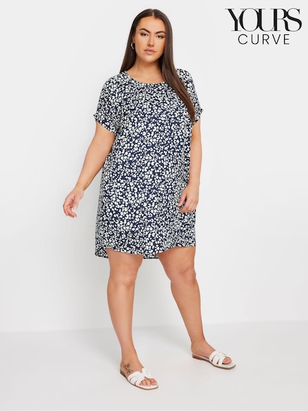 Bleumarin albastru - Yours Curve Leopard Imprimeu Shift Rochie (E17233) | 121 LEI