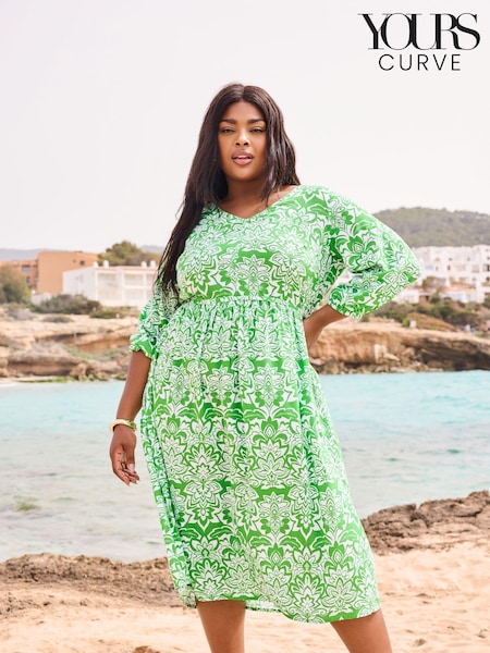 Yours Curve Green V-Neck Midaxi Dress (E17235) | €21.50