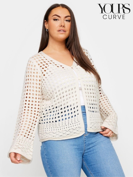 Bela - Yours Curve Button Through Crochet Cardigan (E17240) | € 41