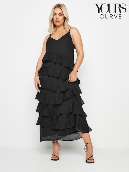 Черный - Yours Curve Frill Maxi Dress (E17242) | €52