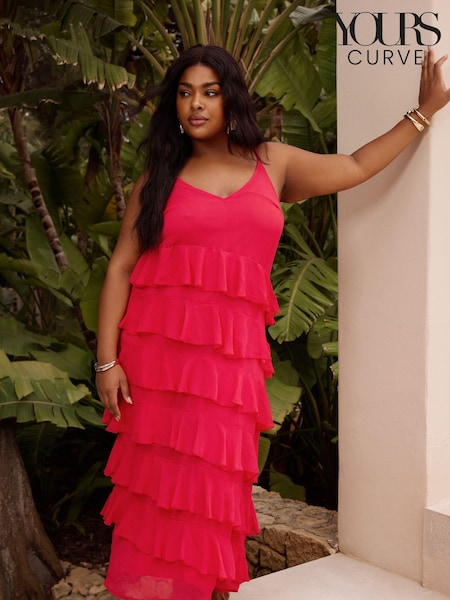 Yours Curve Red Frill Maxi Dress (E17243) | €50