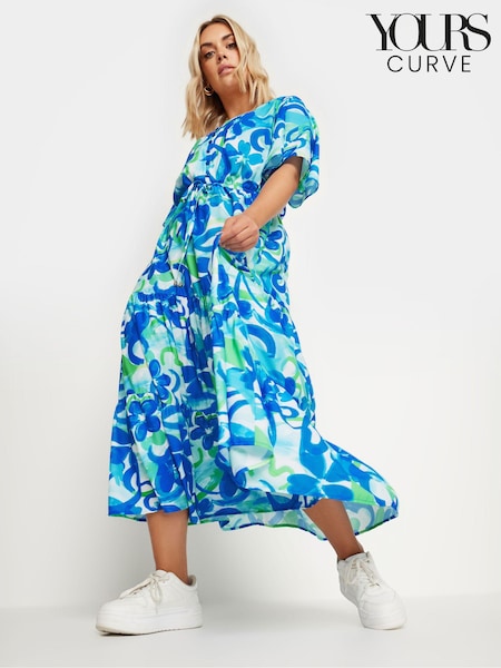 Yours Curve Blue Angel Sleeve Maxi Dress (E17252) | €59
