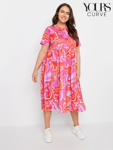 Yours Curve Pink Throw On Smock Dress (E17256) | ₪171
