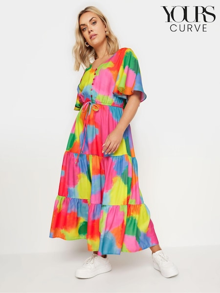 Yours Curve Pink Angel Sleeve Maxi Dress (E17257) | €58