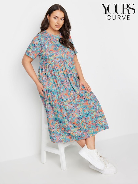 Yours Curve Blue Throw On Smock Dress (E17258) | €45
