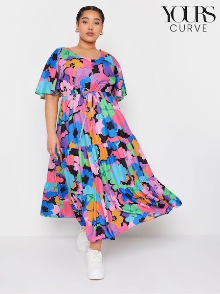 Yours Curve Purple Angel Sleeve Maxi Dress (E17263) | €52