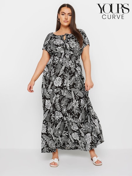 Yours Curve Black Boho Bardot Maxi Dress (E17272) | €50