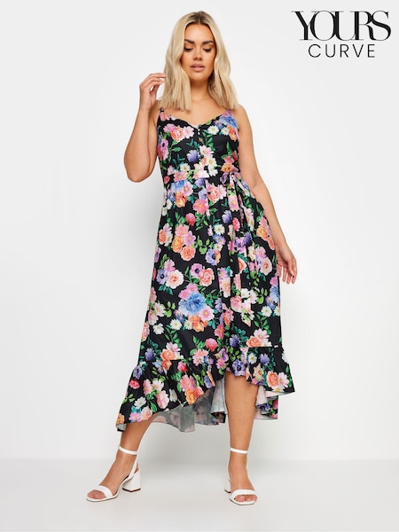 Yours Curve Black Frill Hem Dress (E17277) | €48