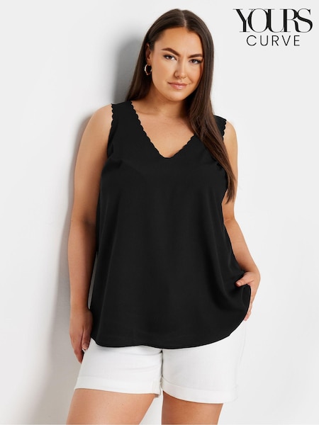 Negru - Yours Curve Scallop Edge Cami (E17291) | 142 LEI