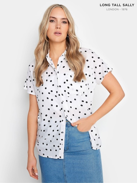 Valkoinen - Long Tall Sally täplä, joka on kasvanut hihassa Paidat (E17302) | €46