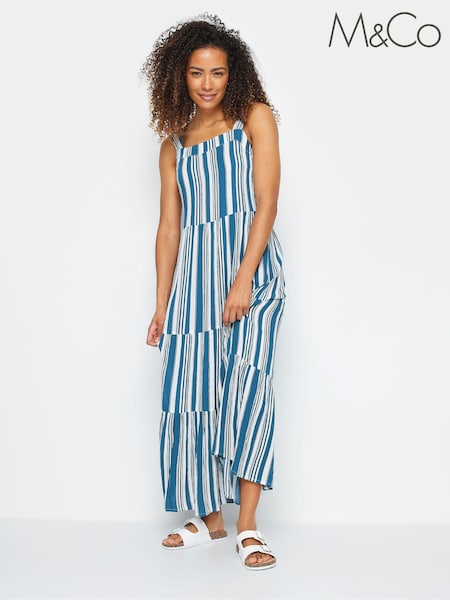 M&Co Blue & White Striped Tiered Dress (E17328) | 2,043 UAH