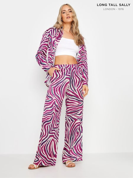 Long Tall Sally Purple Zebra Wide Leg Trousers (E17334) | $59