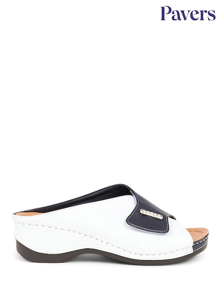 Pavers White Navy Pavers Mule Wedge Sandals (E17413) | €47