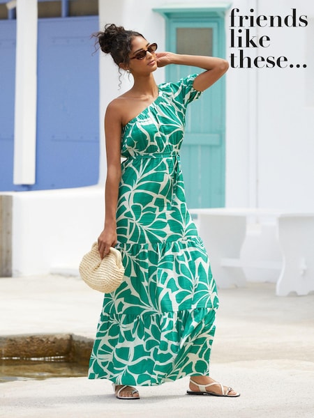 Friends Like These One Shoulder Summer Printed Maxi Dress (E17467) | €30