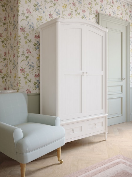 Laura Ashley White Washed Bramford Double 2 Drawer Wardrobe (E17512) | €1,947