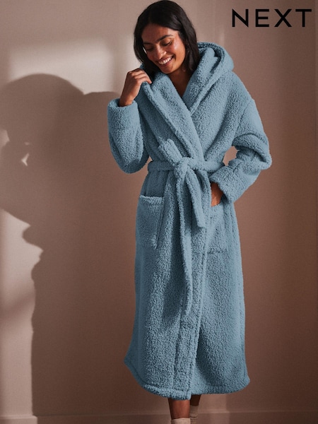 Blue Long Teddy Dressing Gown (E17521) | $51