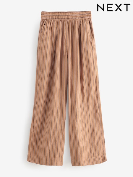 Orange Stripe Linen Rich Wide Leg Trousers (E17530) | AED67
