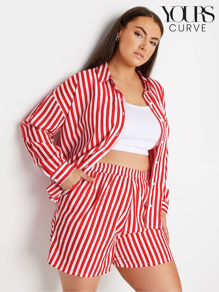 Yours Curve Red Stripe Co-Ord Shorts (E17554) | €29