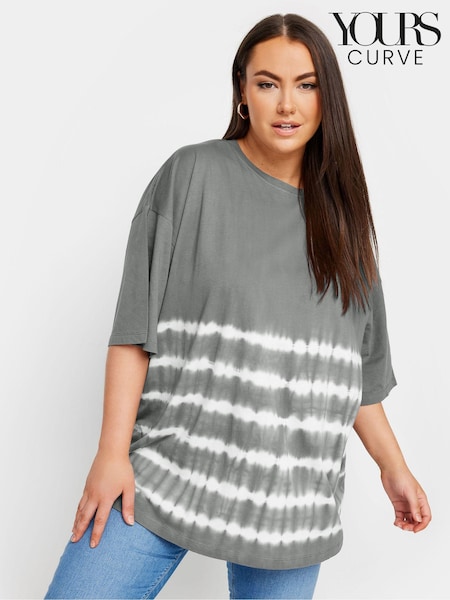 Szary - Yours Curve 100% Cotton Tie Dye Boxy T-Shirt (E17603) | 125 zł