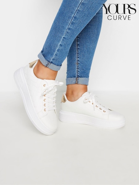 Yours Curve & Gold Chevron Chunky Trainers In Extra Wide EEE Fit (E17624) | 48 €