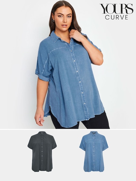 Yours Curve Chambray 100% Cotton Shirts 2 Pack (E17631) | €66