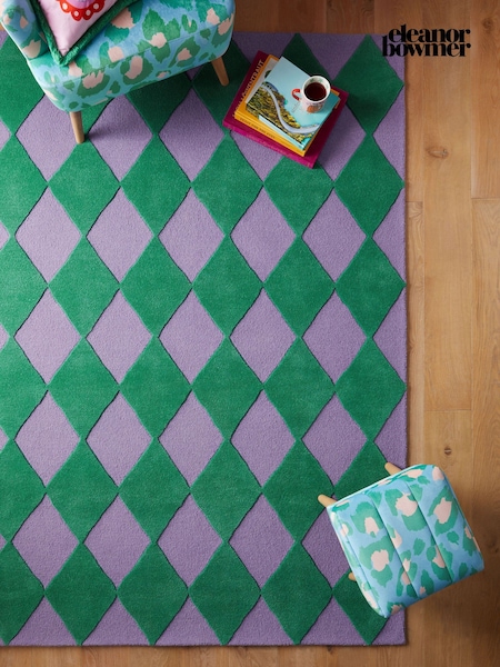 Eleanor Bowmer Green Diamond Wool Tufted Rug (E17641) | €81 - €573