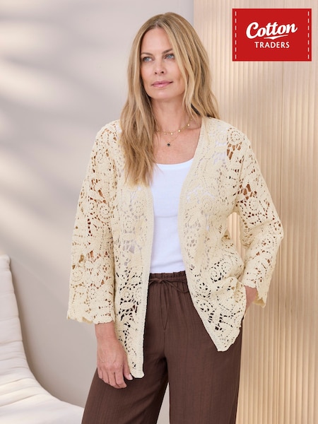 Naturlig - Cotton Traders Crochet Cardigan