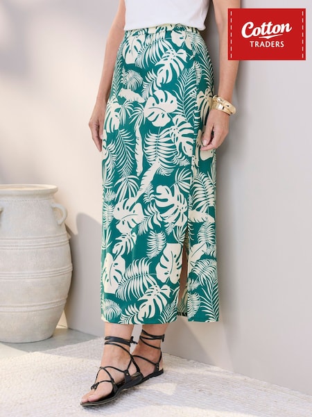 Grün - Cotton Traders Printed Pull On Maxi Skirt