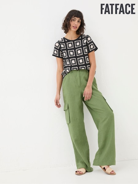 FatFace Demi Green Linen Cargo Trousers (E17772) | €37.50