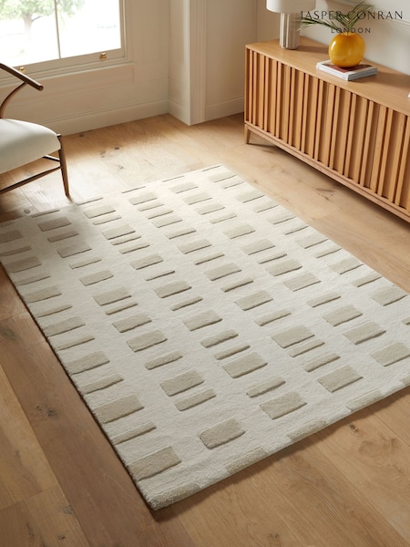 Jasper Conran London Cream Checkerboard Tufted Wool Rug (E17783) | €108 - €573