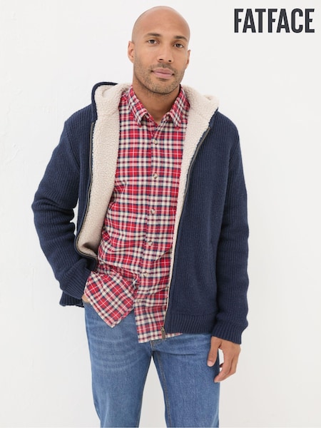 FatFace Linton Navy Knitted Zip Hoodie (E17810) | €72