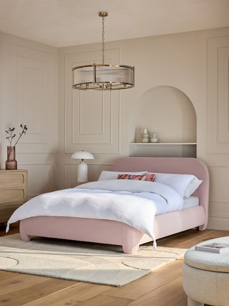 Soft Velvet Blush Pink Lottie Upholstered Bed Frame (E17886) | €750 - €875