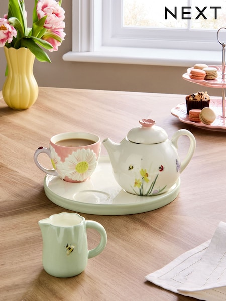 Floral Print Wildlife Tea For One Teacup Teapot Milk Jug And Tray Set (E17950) | €39