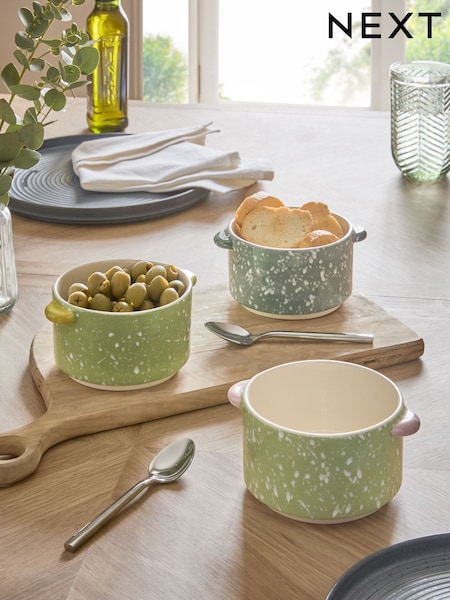 Set of 3 Green Speckle Stacking Nibble and Dip Bowls (E17970) | €25