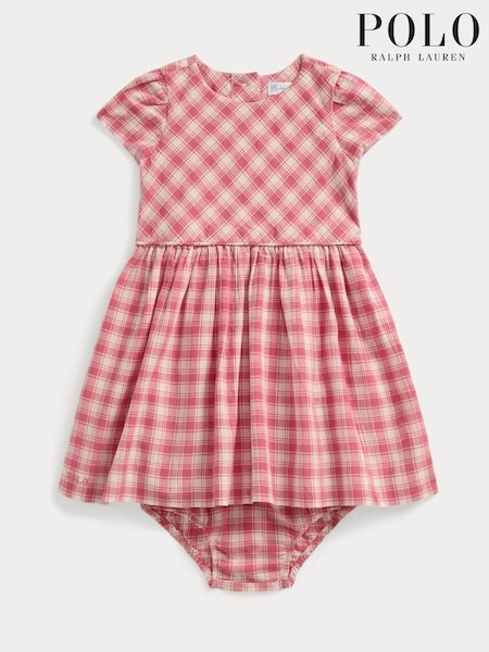 Polo Ralph Lauren Baby Girl Red Gingham 100% Cotton Bloomer Dress (E17980) | €76