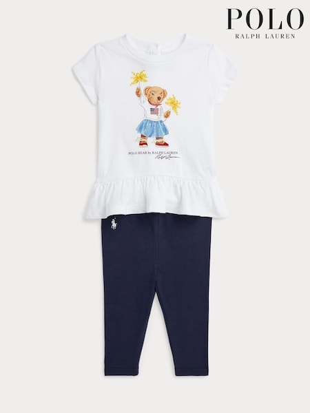 Polo Ralph Lauren Baby Girl Navy Bear Jersey T-Shirt and Leggings Set (E17985) | €59