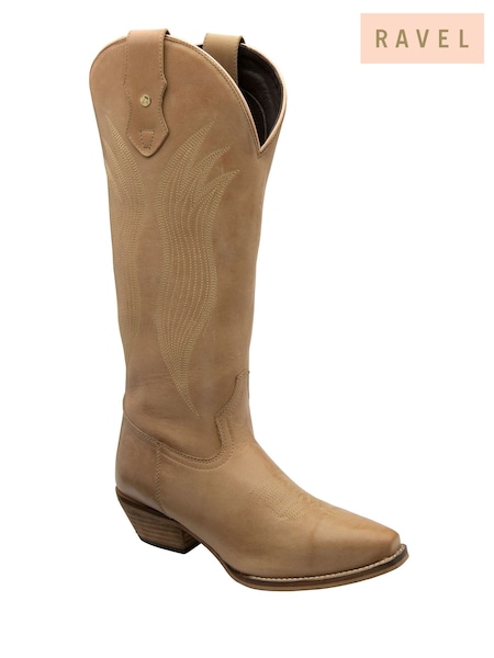 Ravel Natural Leather Mid Calf Cowboy Western Boots (E18006) | ₪679