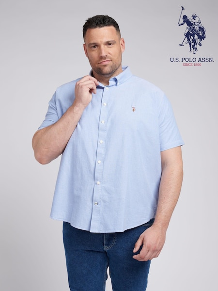 U.S. Polo Assn. Blue Big & Tall Mens Short Sleeve 100% Cotton Oxford Shirt (E18015) | €92