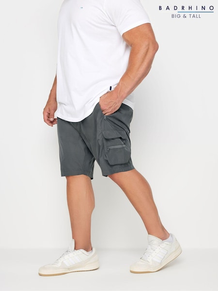 BadRhino Big & Tall Grey Crinkle Nylon Cargo Shorts (E18028) | €49
