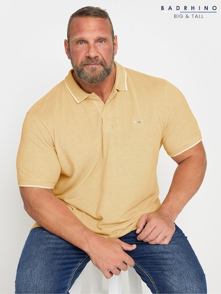 BadRhino Big & Tall Yellow Birdseye Short Sleeve 100% Cotton Polo Shirt (E18034) | €32