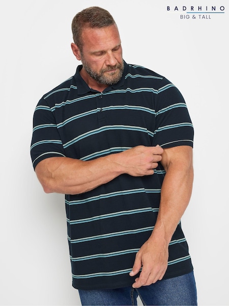 BadRhino Big & Tall Blue Camo Multi Stripe 100% Cotton Polo Shirt (E18051) | €34