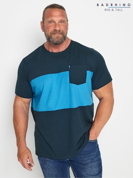 BadRhino Big & Tall Blue 100% Cotton Pocket T-Shirt (E18054) | AED111