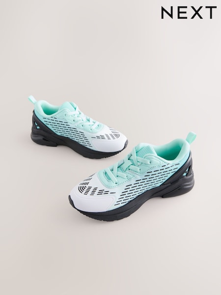 Teal Blue Ombre Elastic Lace Trainers (E18080) | €39 - €50