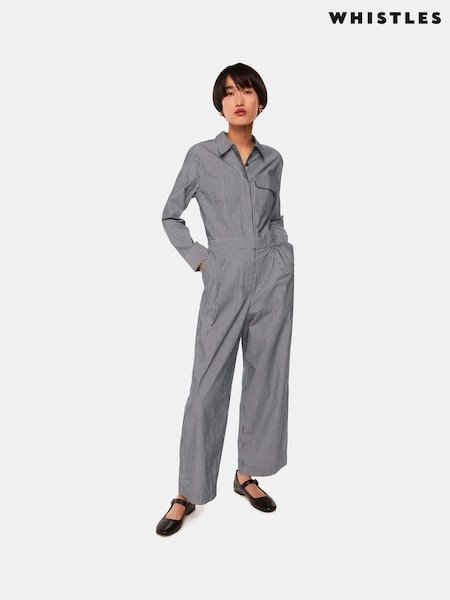 Whistles Julia Stripe Black Boilersuit (E18089) | €83