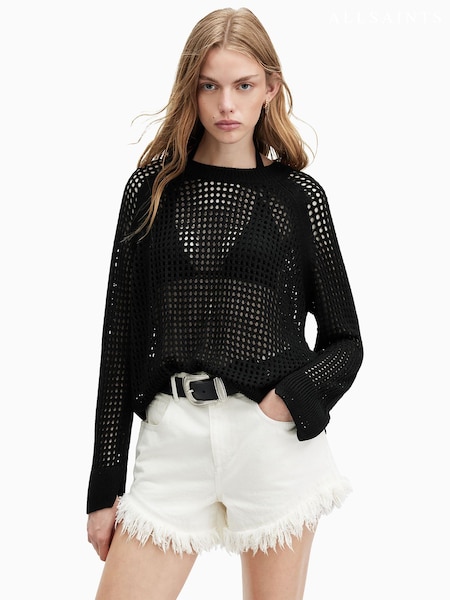 Negru - Pulovere AllSaints Paloma Tricou la baza gâtului (E18122) | 498 LEI